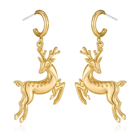 14k Reindeer Earrings - Picture 1 of 7